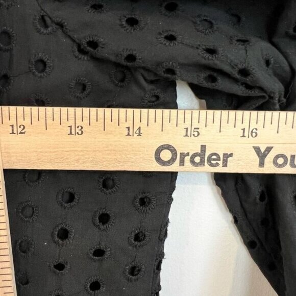 Suzy Shier Women’s XS Black Lined Square Neck Midi Dress Eyelet Puff Sleeve Cute - Picture 5 of 12